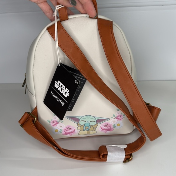 NWT Loungefly Star Wars The Mandalorian Grogu With Frogs & Flowers Mini Backpack main image 9